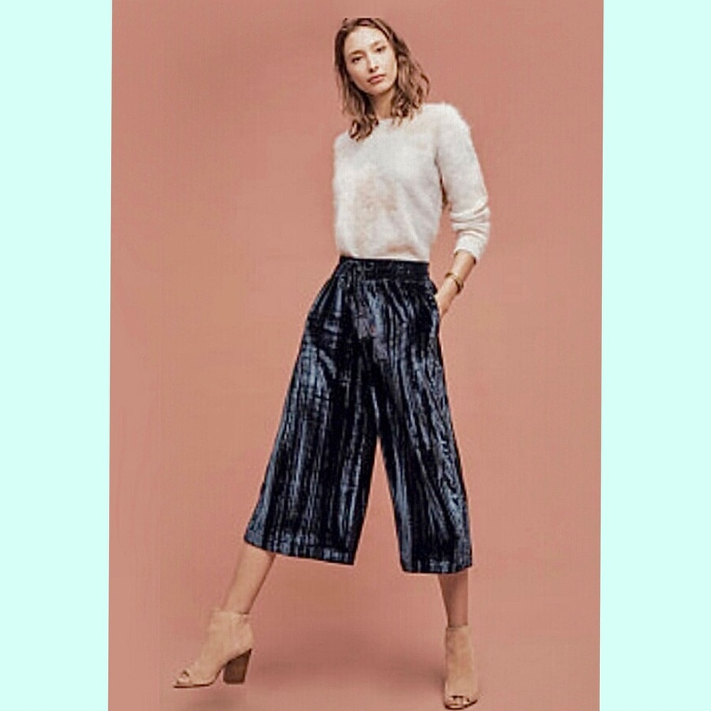 HEI ANTHROPOLOGIE VELVET WIDE LEG PANTS